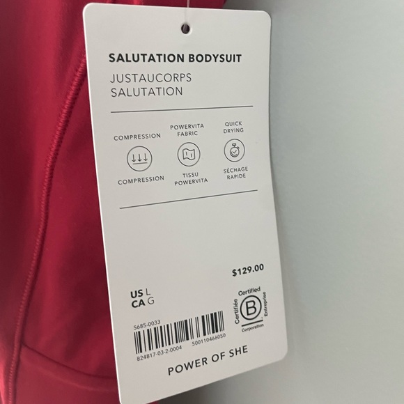 NWT Athleta Salutation Bodysuit 7/8 Clover Berry L - Picture 5 of 9